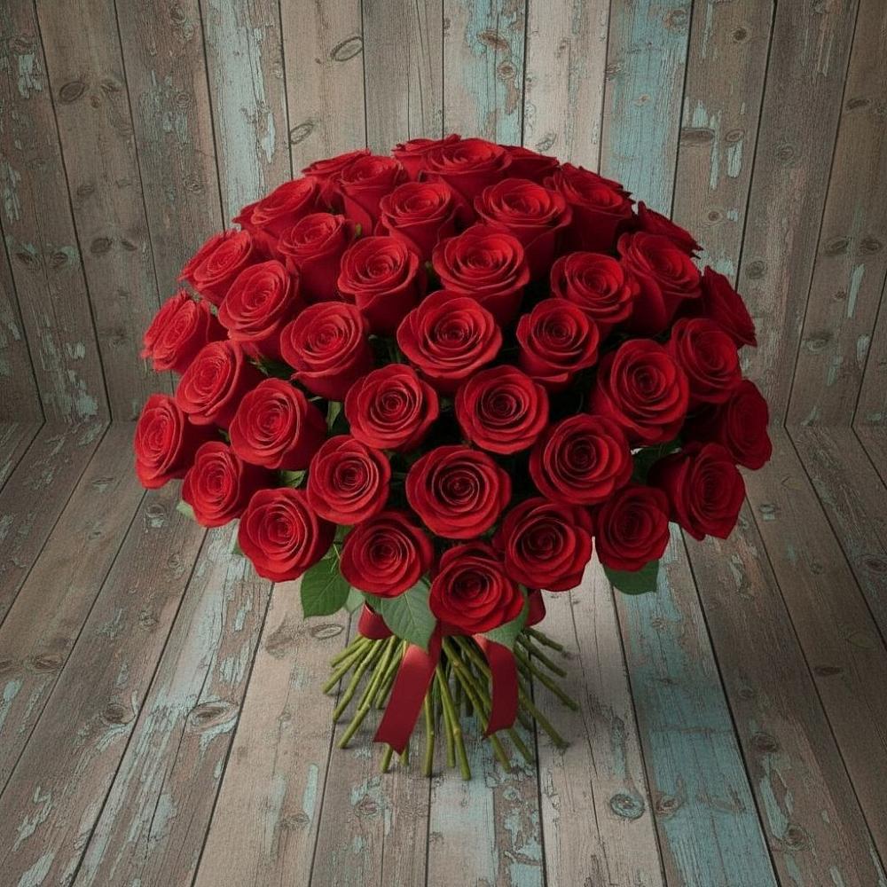 Букет 55 Красных роз Фридом в Сергокале