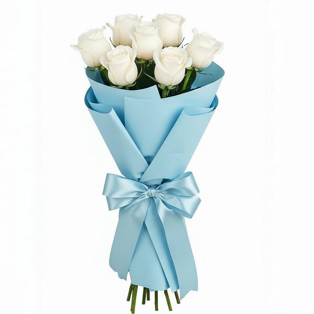 Букет 7 белых роз Проуд в Сергокале