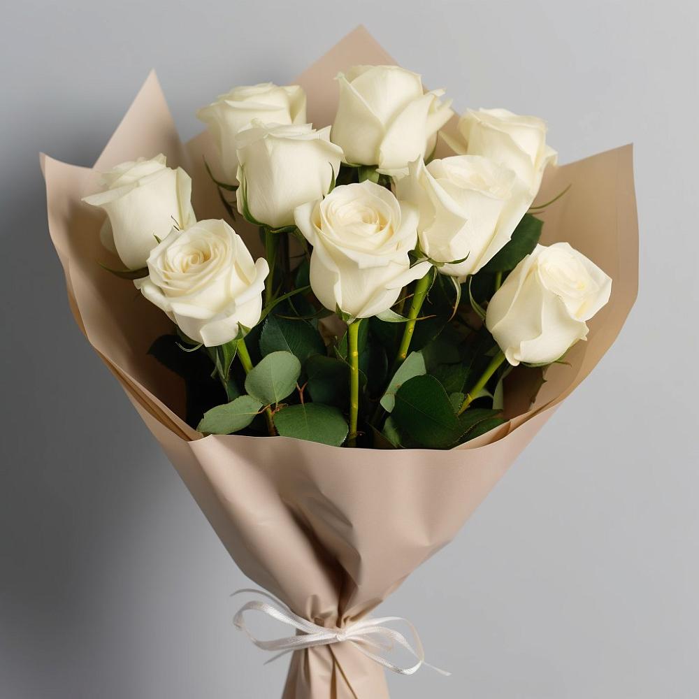 Букет 9 Белых роз Эдлесс Лав в Сергокале