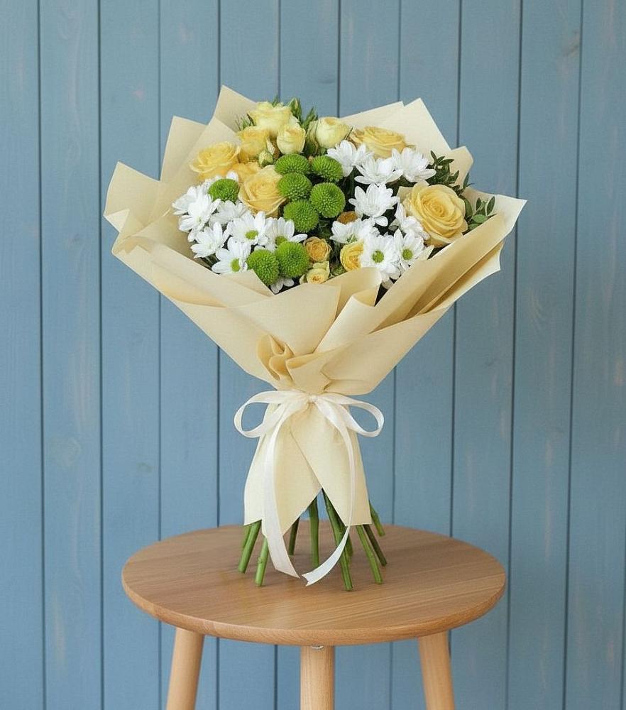 Букет цветов из: Хризантемы и Розы в Сергокале