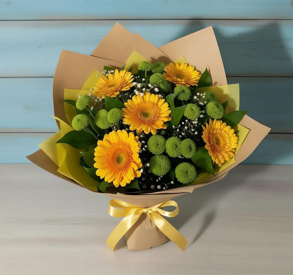 Букет цветов из: Герберы и Хризантемы в Сергокале