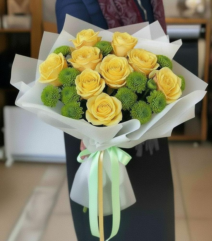 Букет цветов из: Хризантемы и Розы в Сергокале