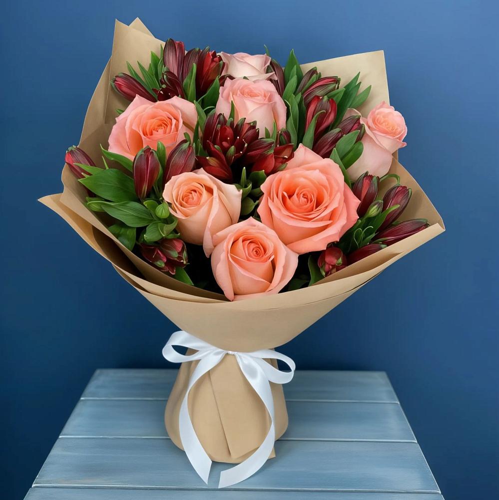 Букет цветов из: Розы и Альстромерии в Сергокале