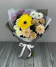 Букет цветов из:  Розы, Герберы и Хризантемы в Сергокале