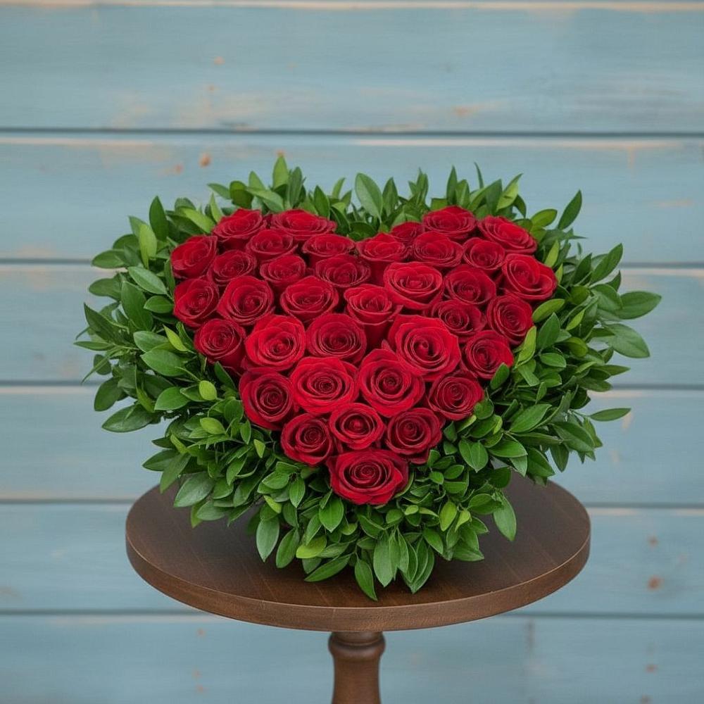 Цветочная композиция из Розы в виде сердца в Сергокале