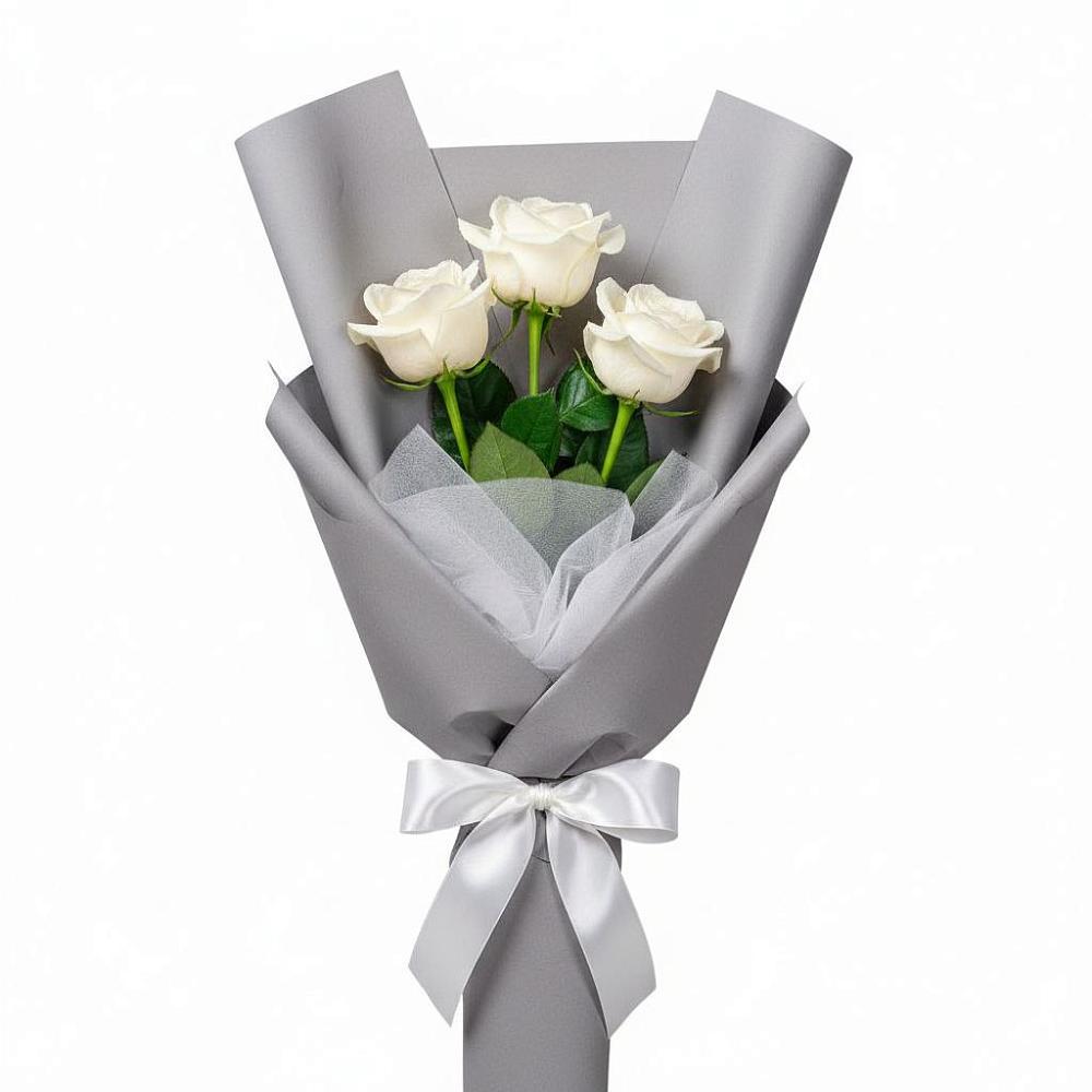 Букет 3 белые розы в Сергокале