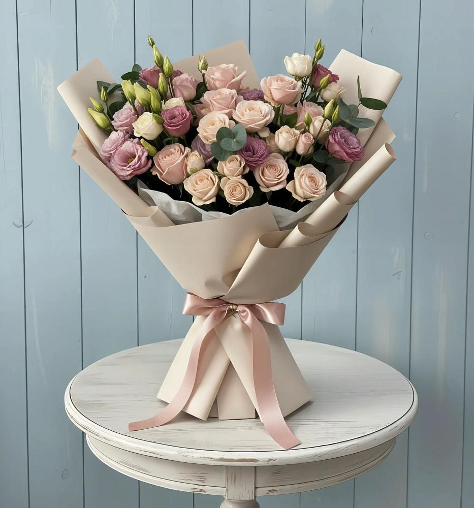 Букет цветов из: Розы и Лизиантусы в Сергокале