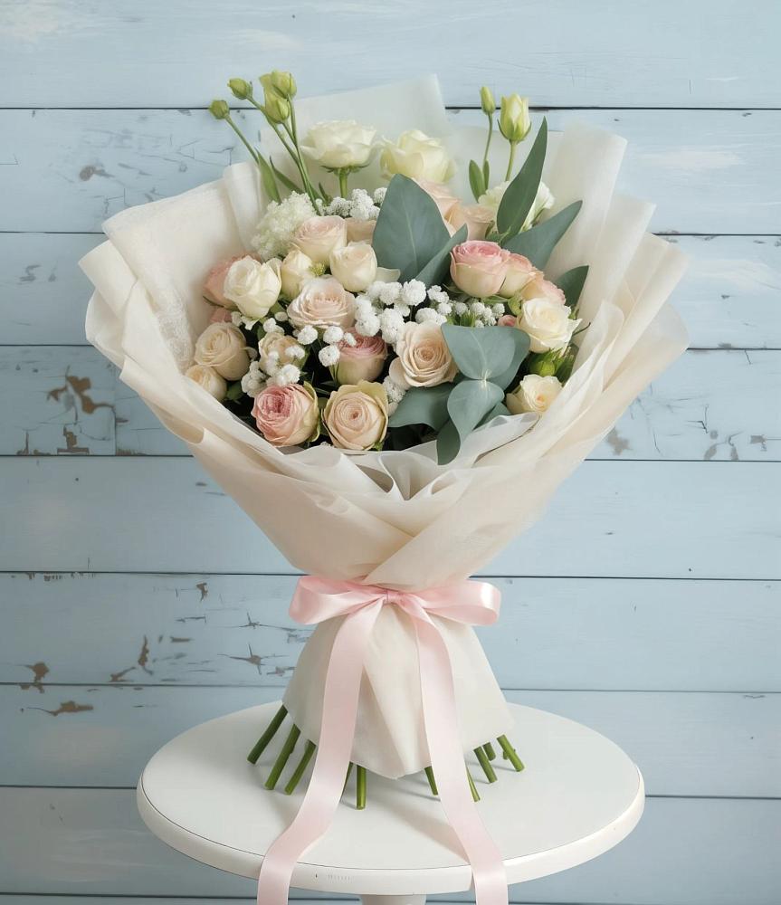 Букет цветов из: Розы и Лизиантусы в Сергокале