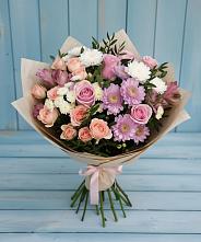 Букет цветов из:  Хризантемы, Розы и Альстромерии #REPLACE_PRED# Сергокале