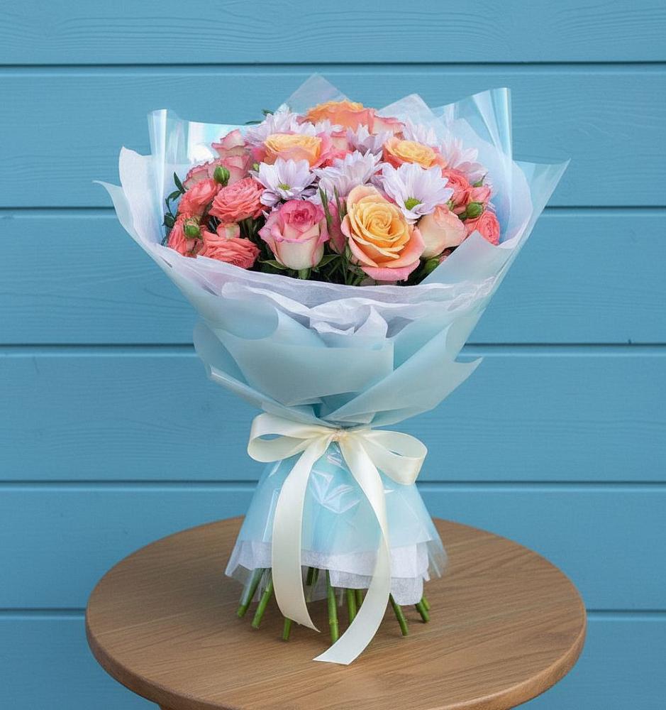 Букет цветов из: Хризантемы и Розы в Сергокале