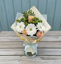 Букет цветов из:  Герберы, Розы и Хризантемы в Сергокале